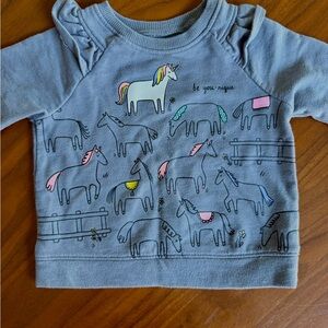 Jumping Beans Gray Unicorn Ruffle Sweatshirt 12mo